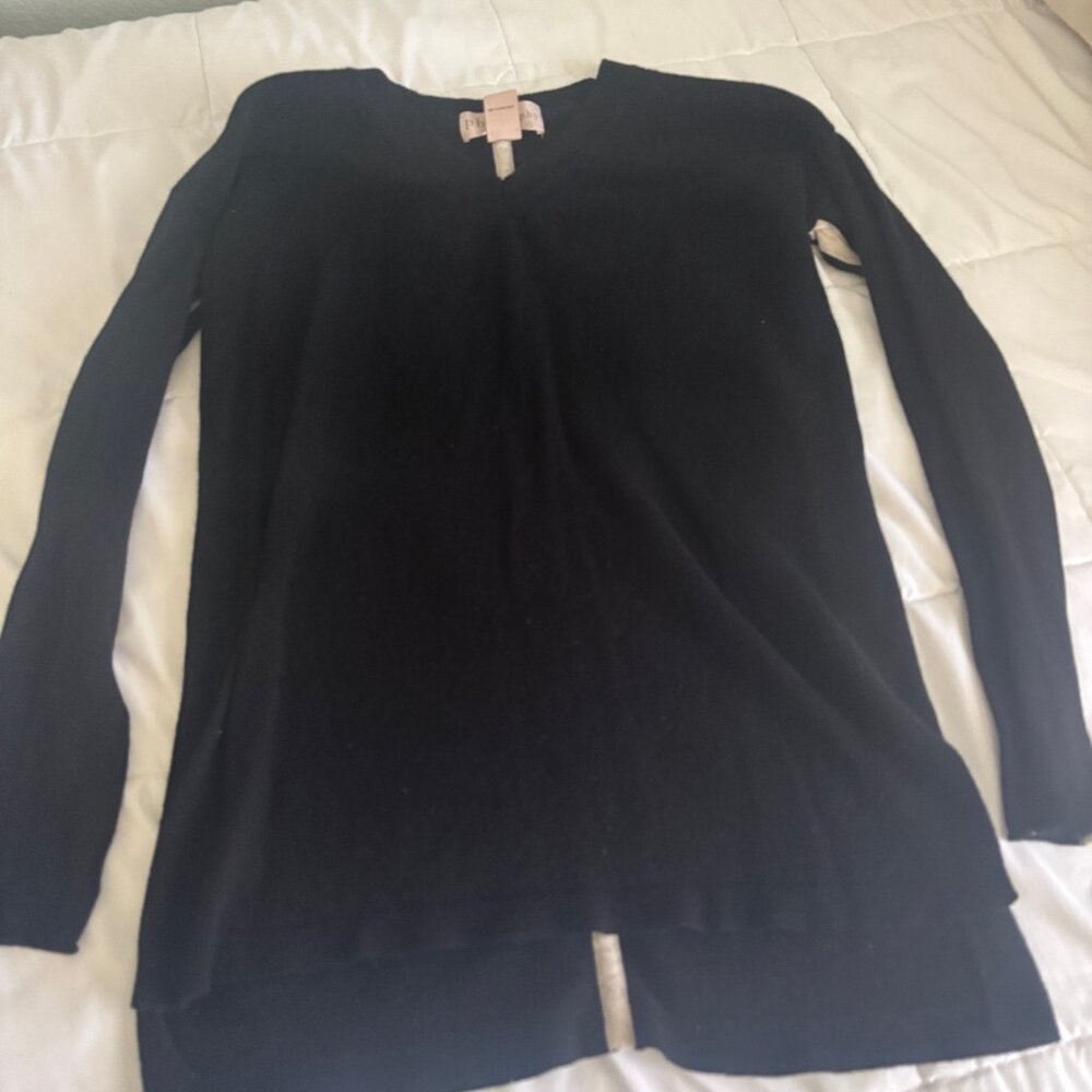 Philosophy 100% Cashmere Black Oversized Handkerchief Hem Tunic Sweater Size M